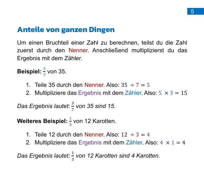 Zusammenfassung Bruchrechnung: Anteile von ganzen Dingen