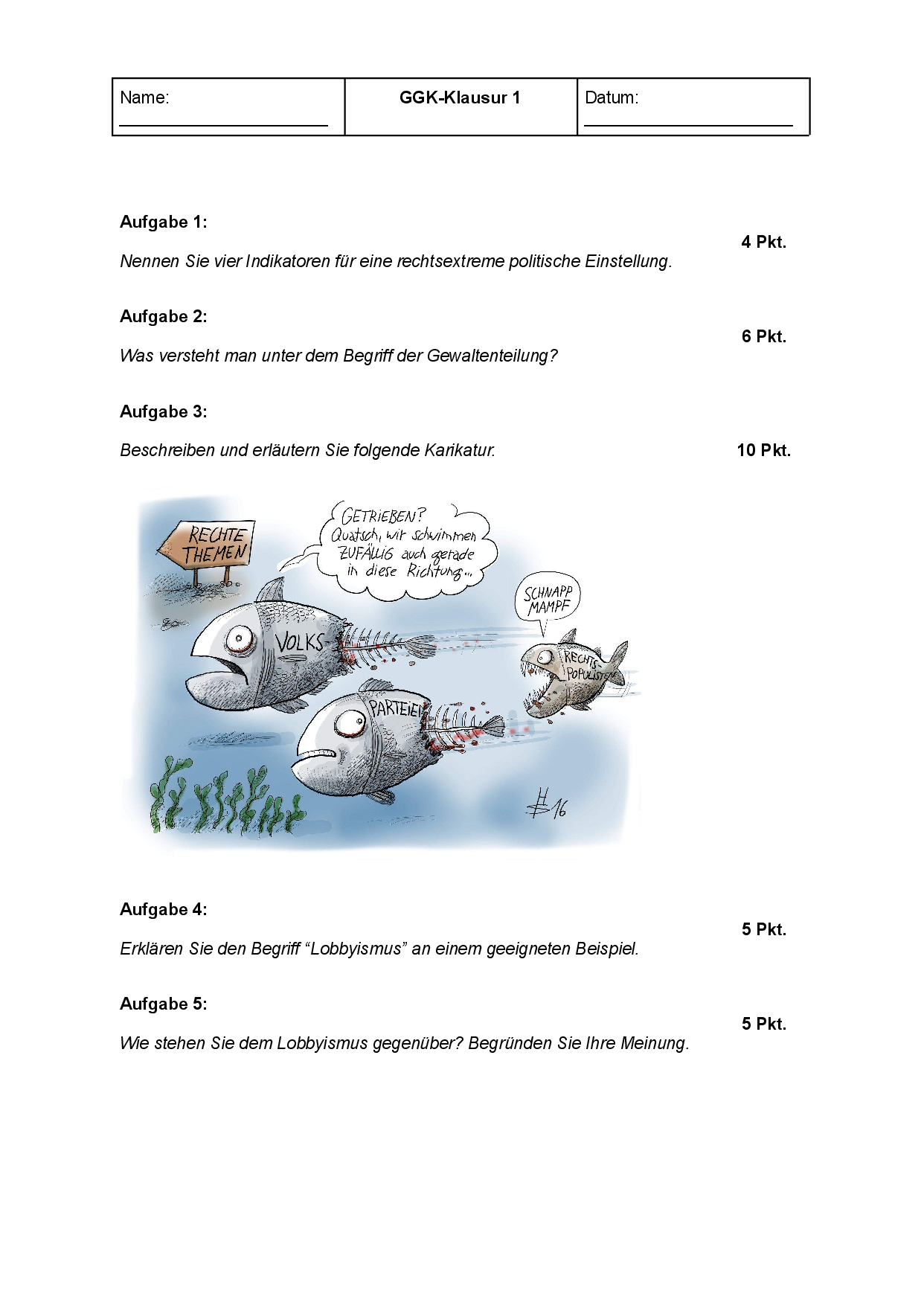 GGK Klausur | Politische Einstellung