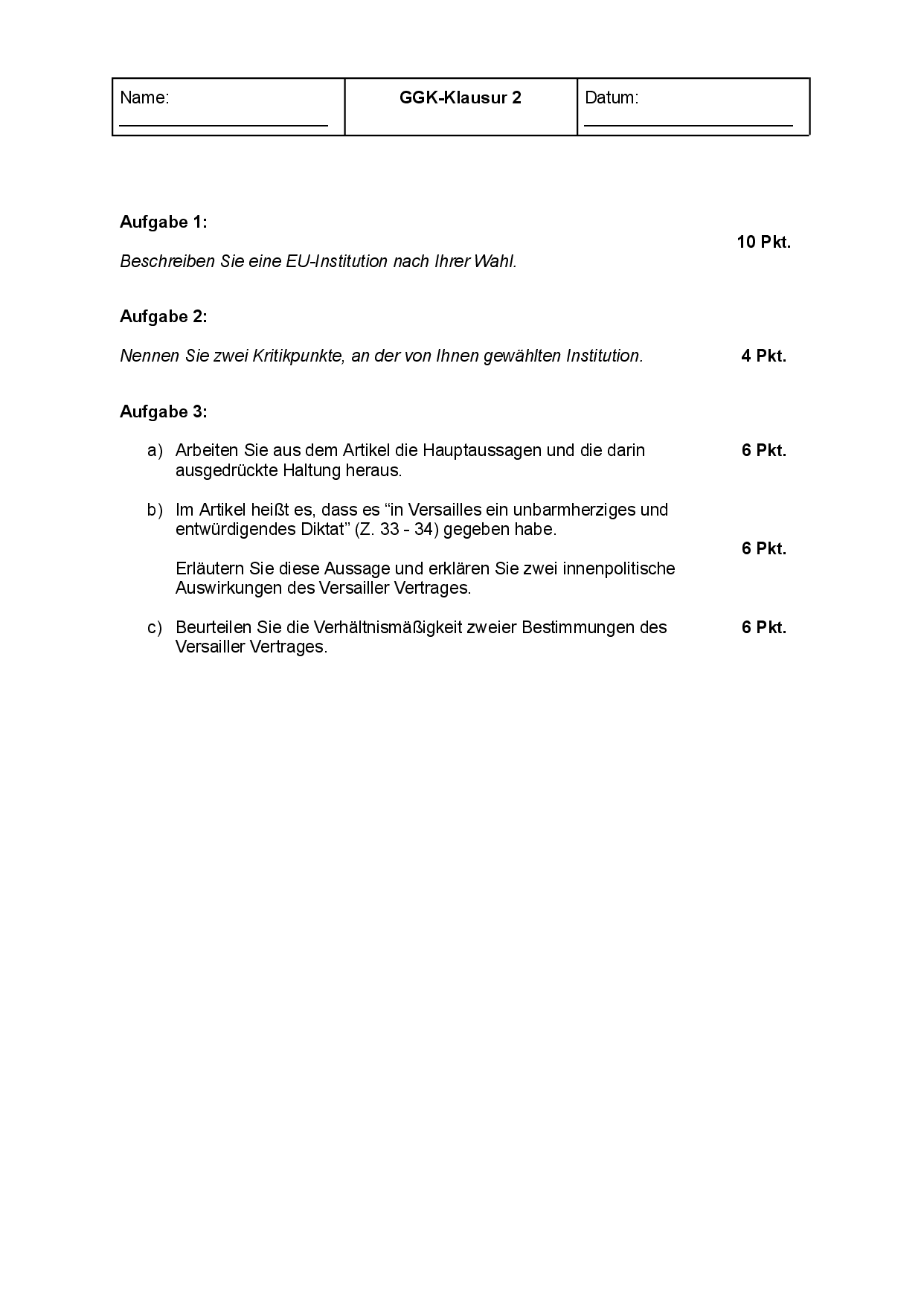 GGK | EU + Versailler Vertrag