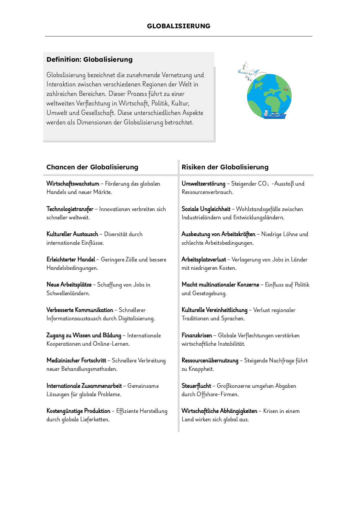 Globalisierung (Definition + Chancen & Risiken der Globalisierung)