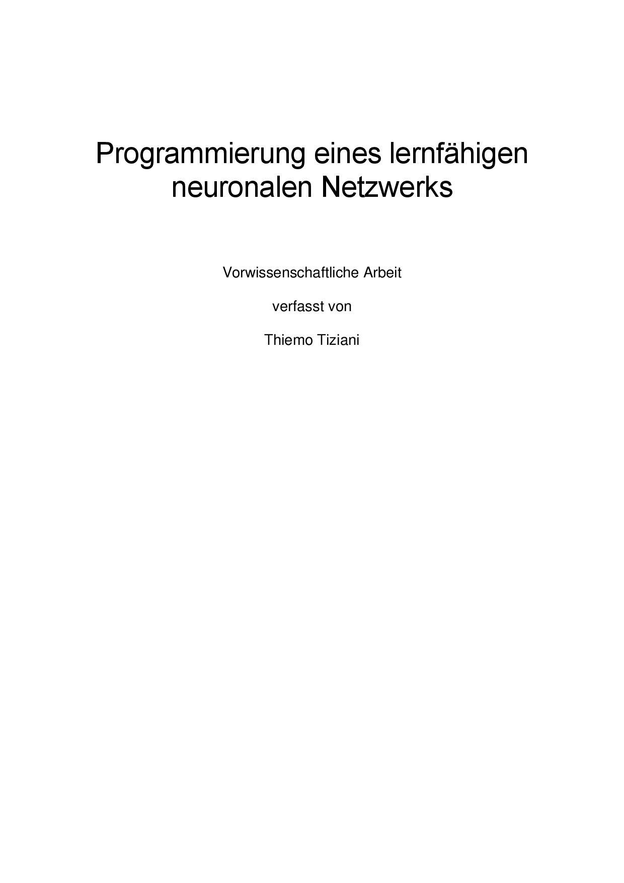 Programmierung eines lernfähigen neuronalen Netzwerks