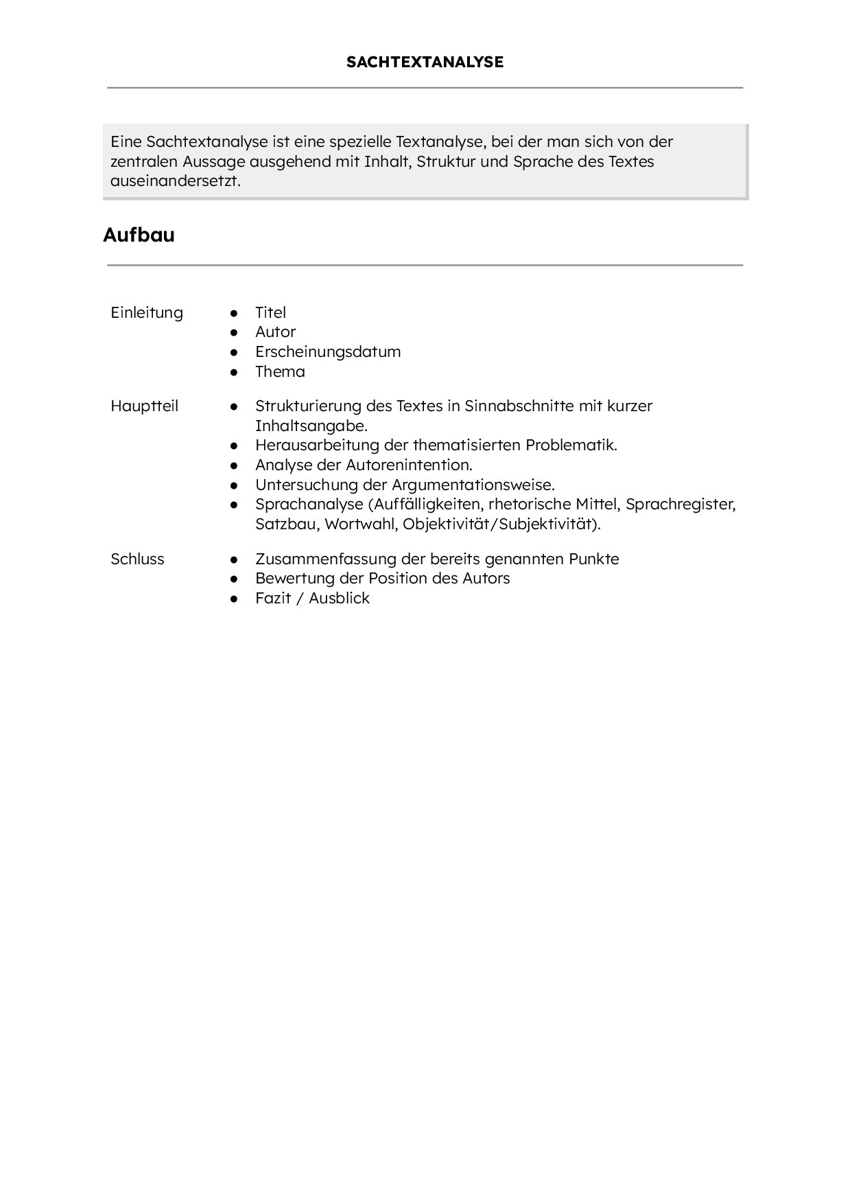 Sachtextanalyse schreiben + Lernzettel