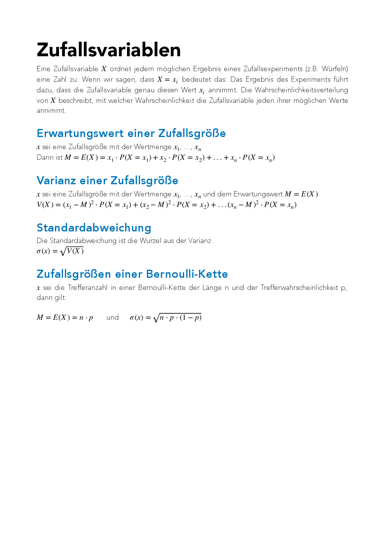 Zufallsvariablen