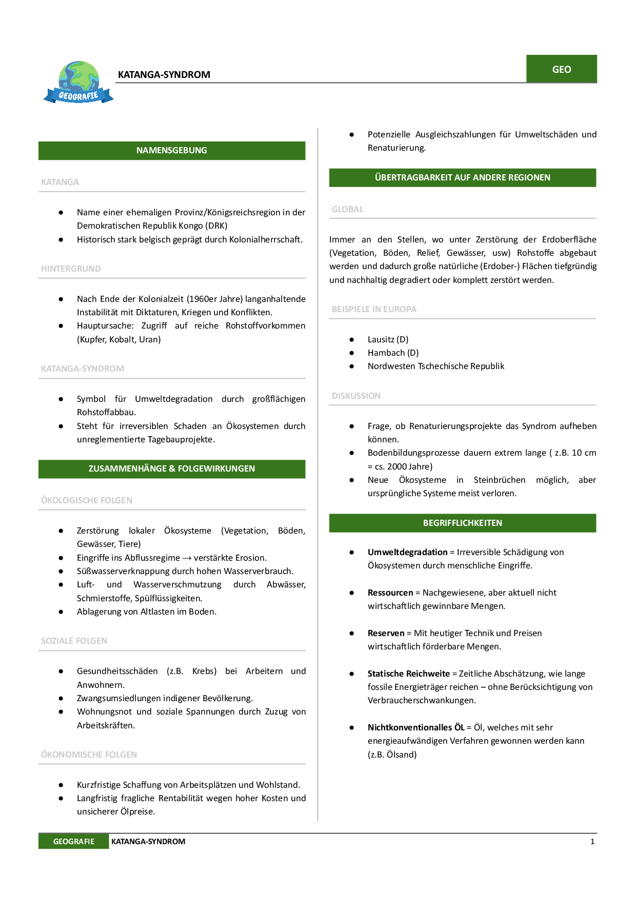 Katanga-Syndrom (Ursachen und deren Folgen)