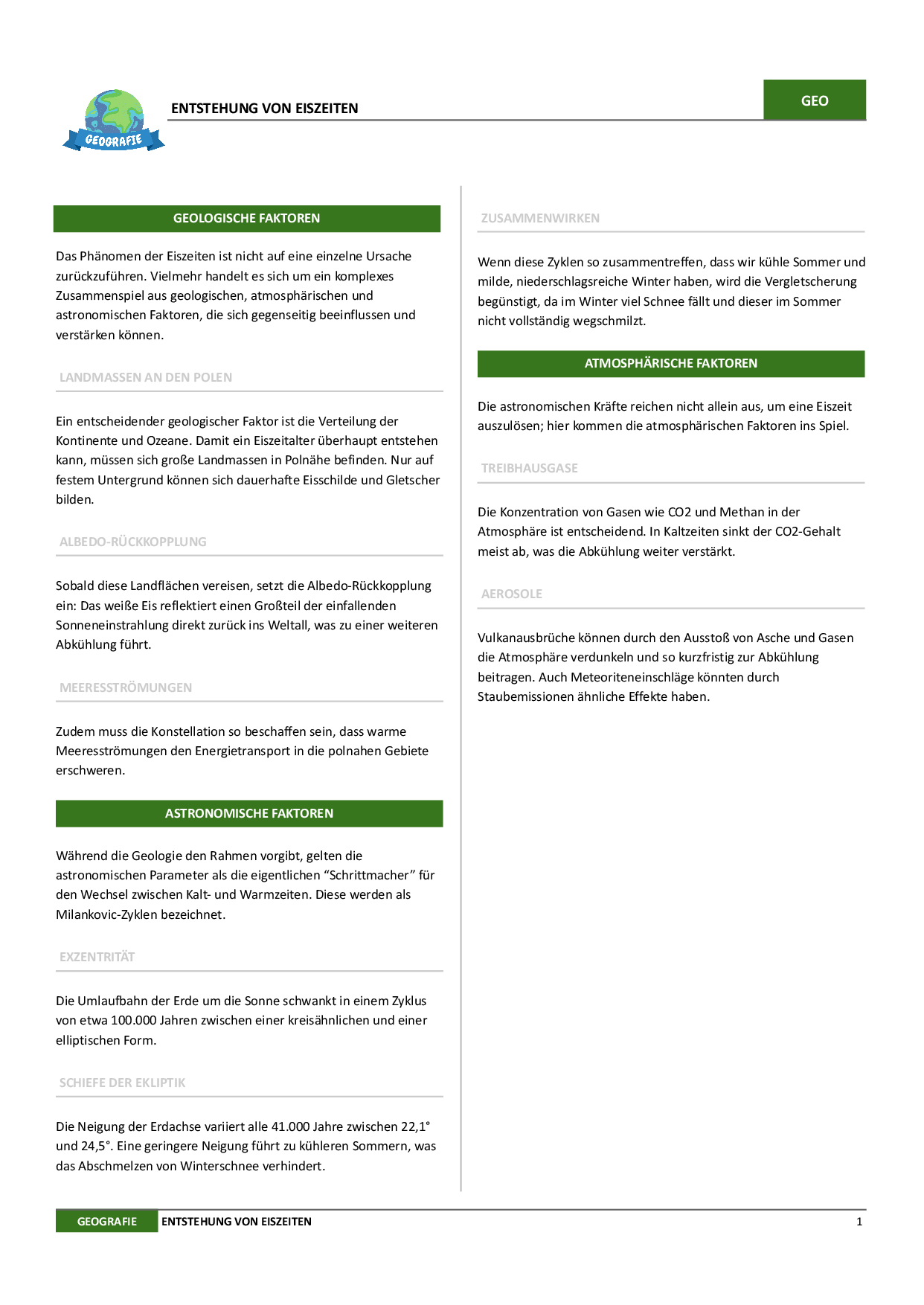 Entstehung von Eiszeiten