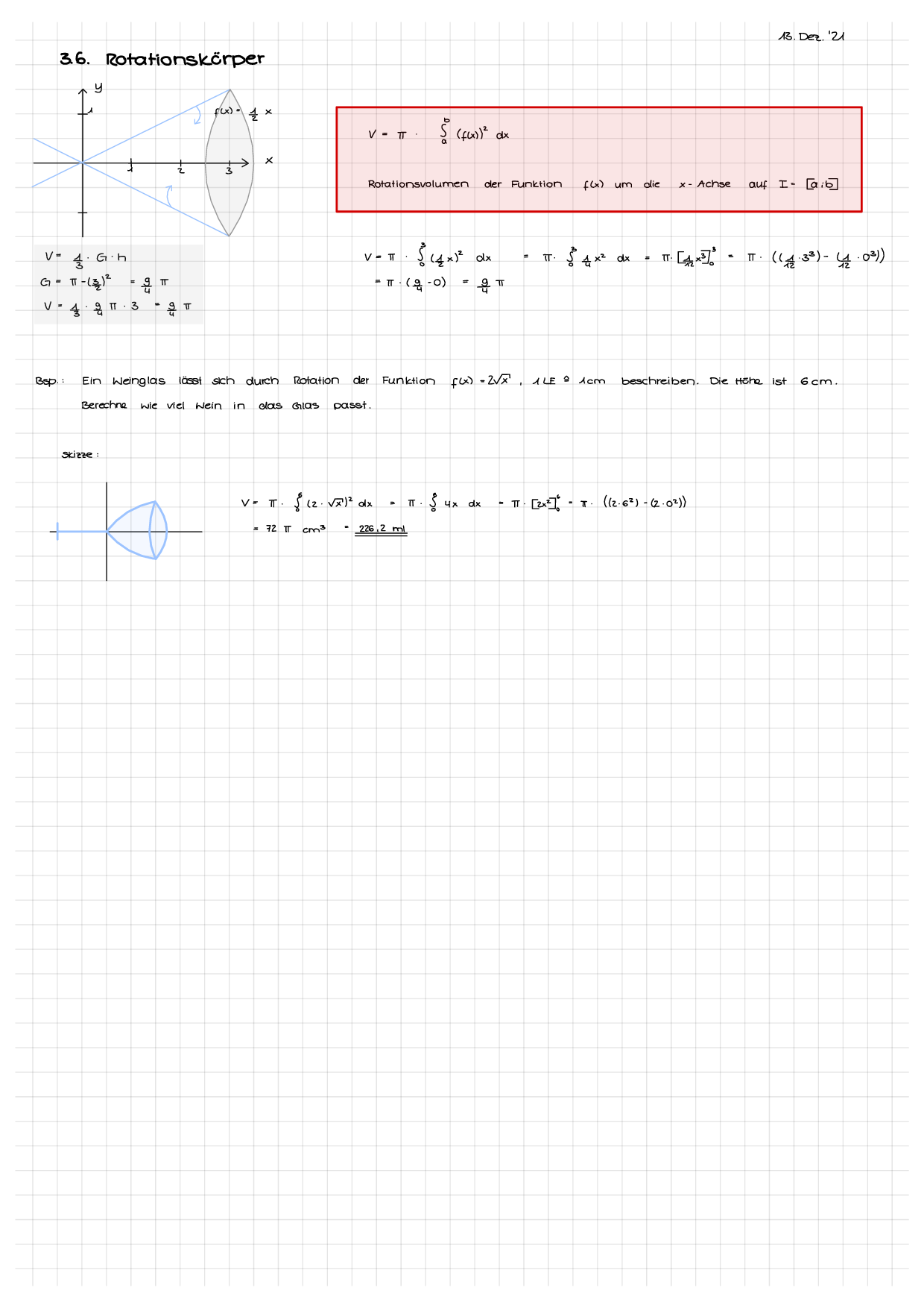 Rotationskörper berechnen – Formel & Beispiel