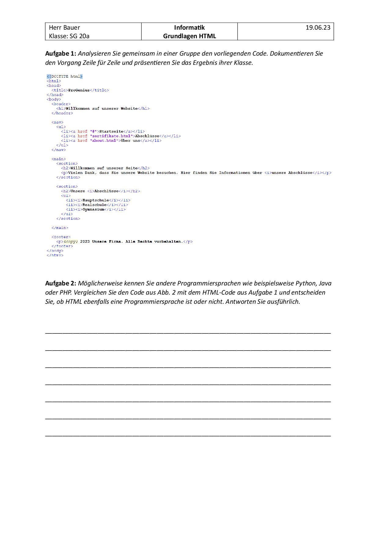 Grundlagen HTML