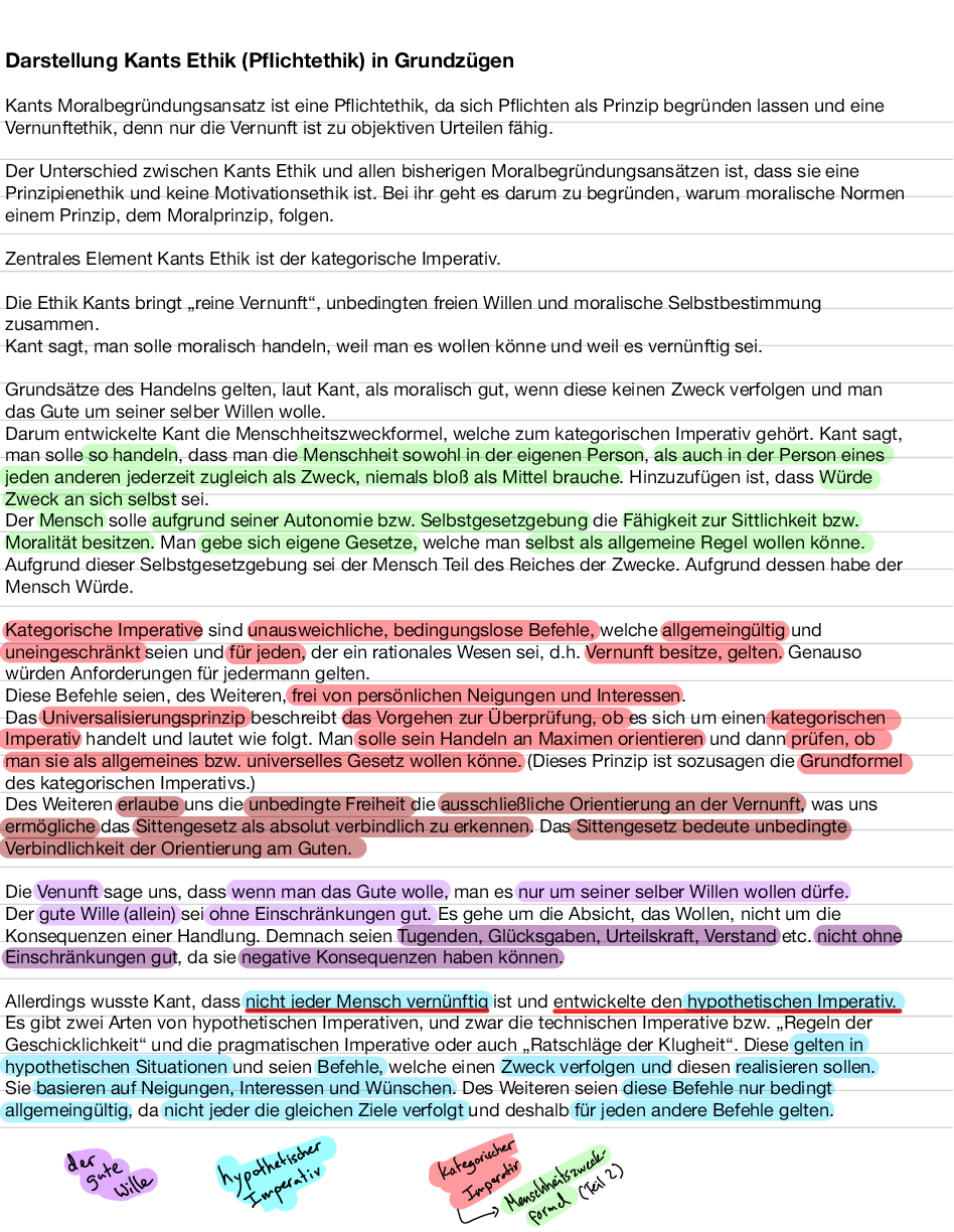 Darstellung Kants Ethik