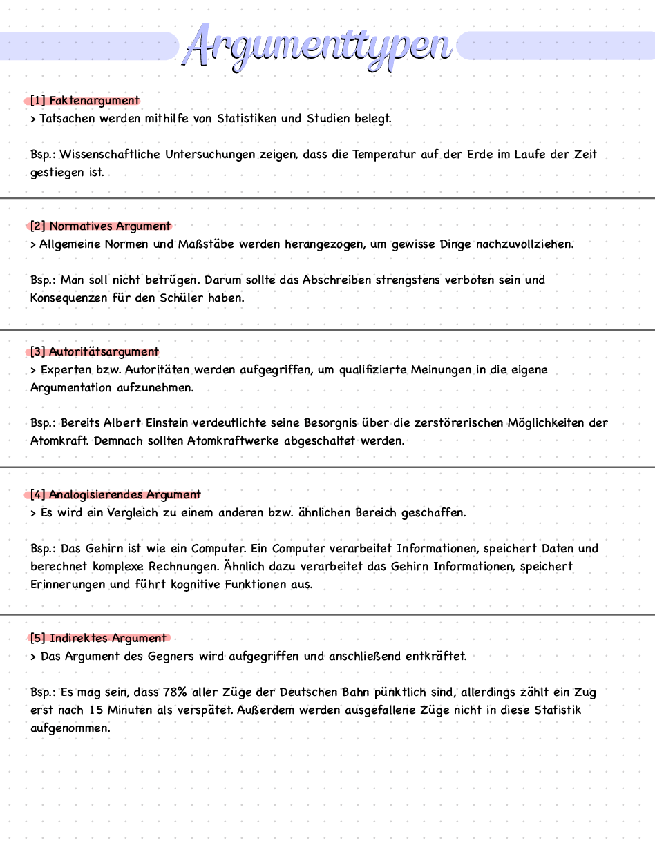 Argumenttypen/modelle