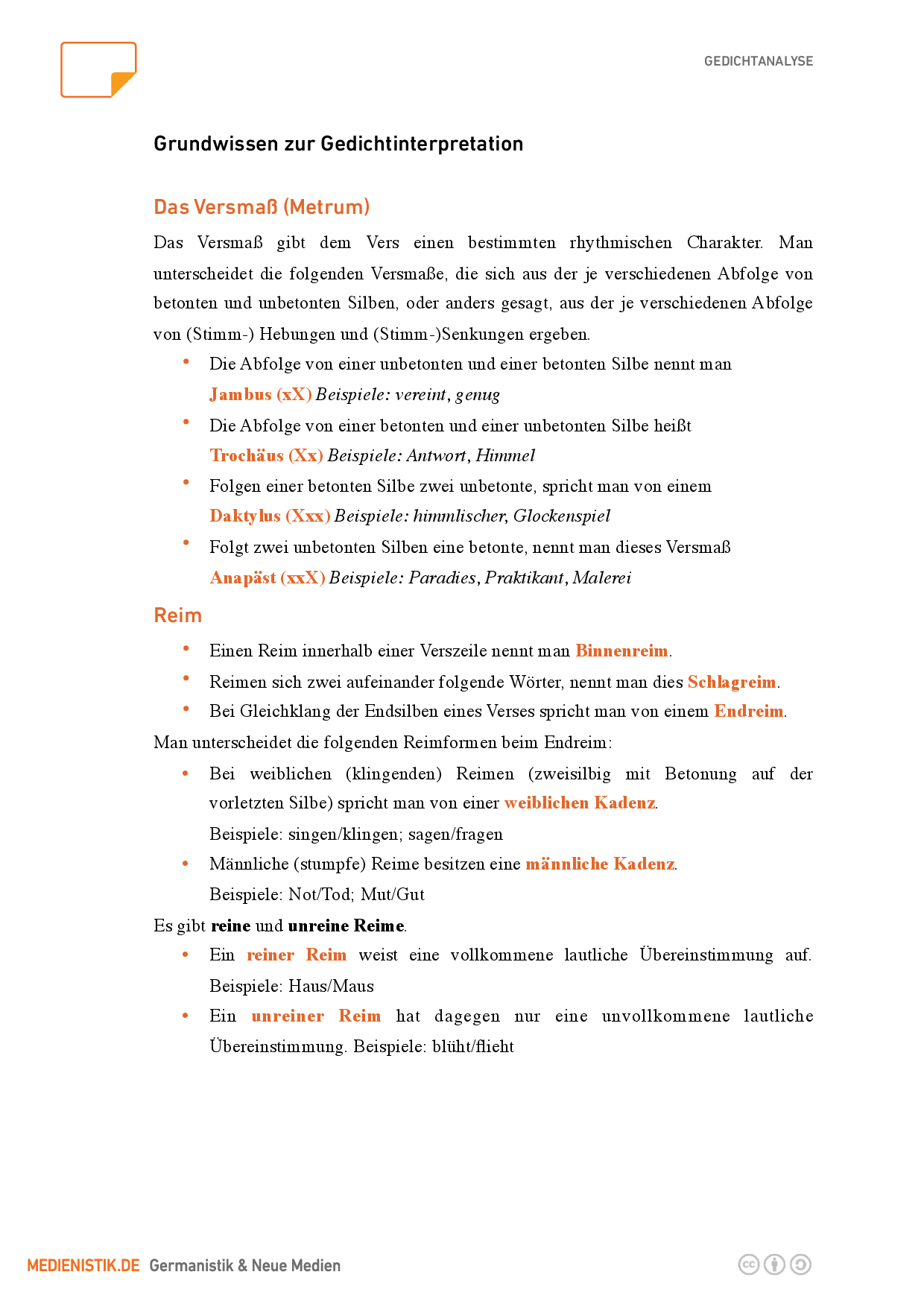 Grundwissen zur Gedichtinterpretation