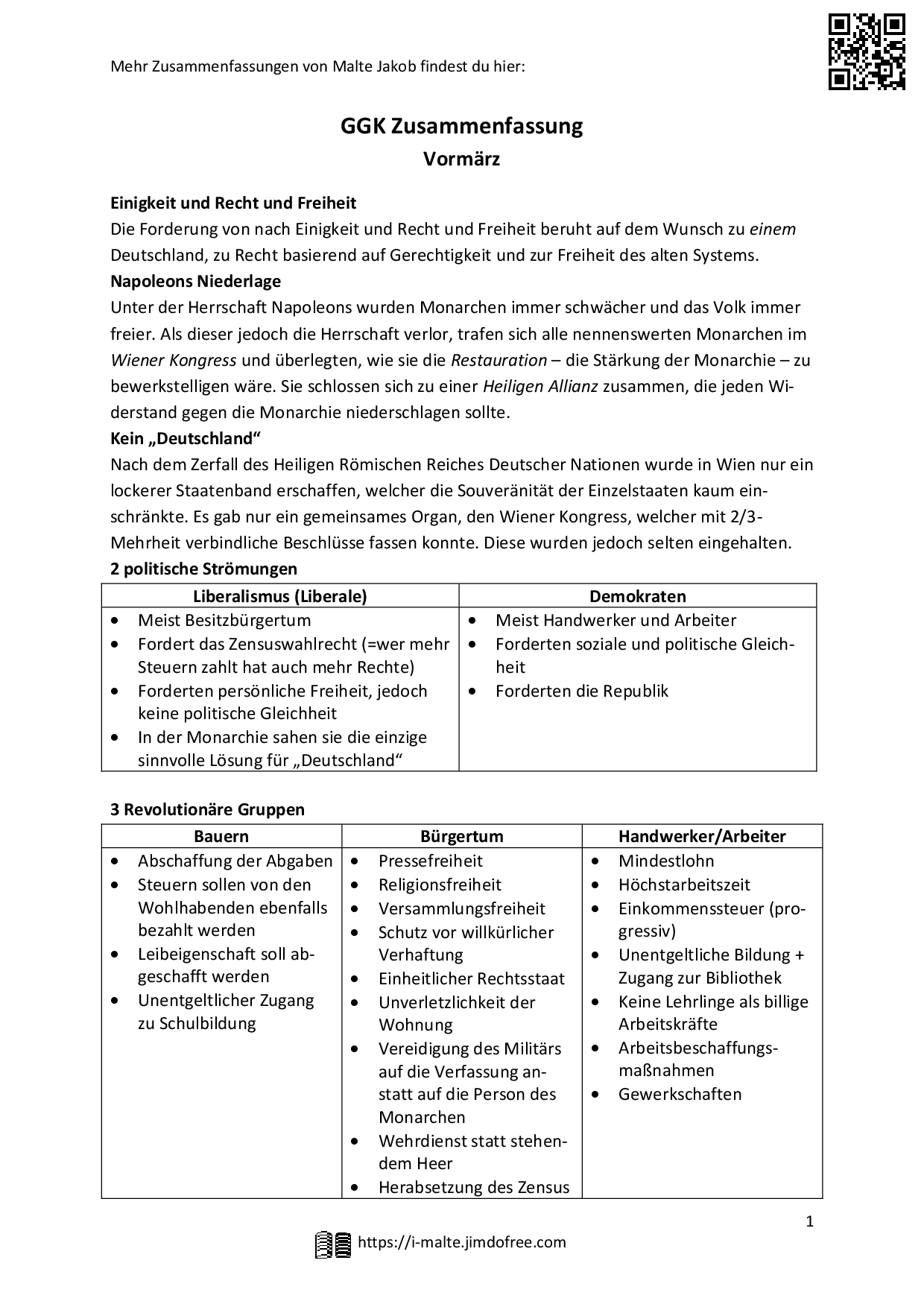 GGK: Vormärz