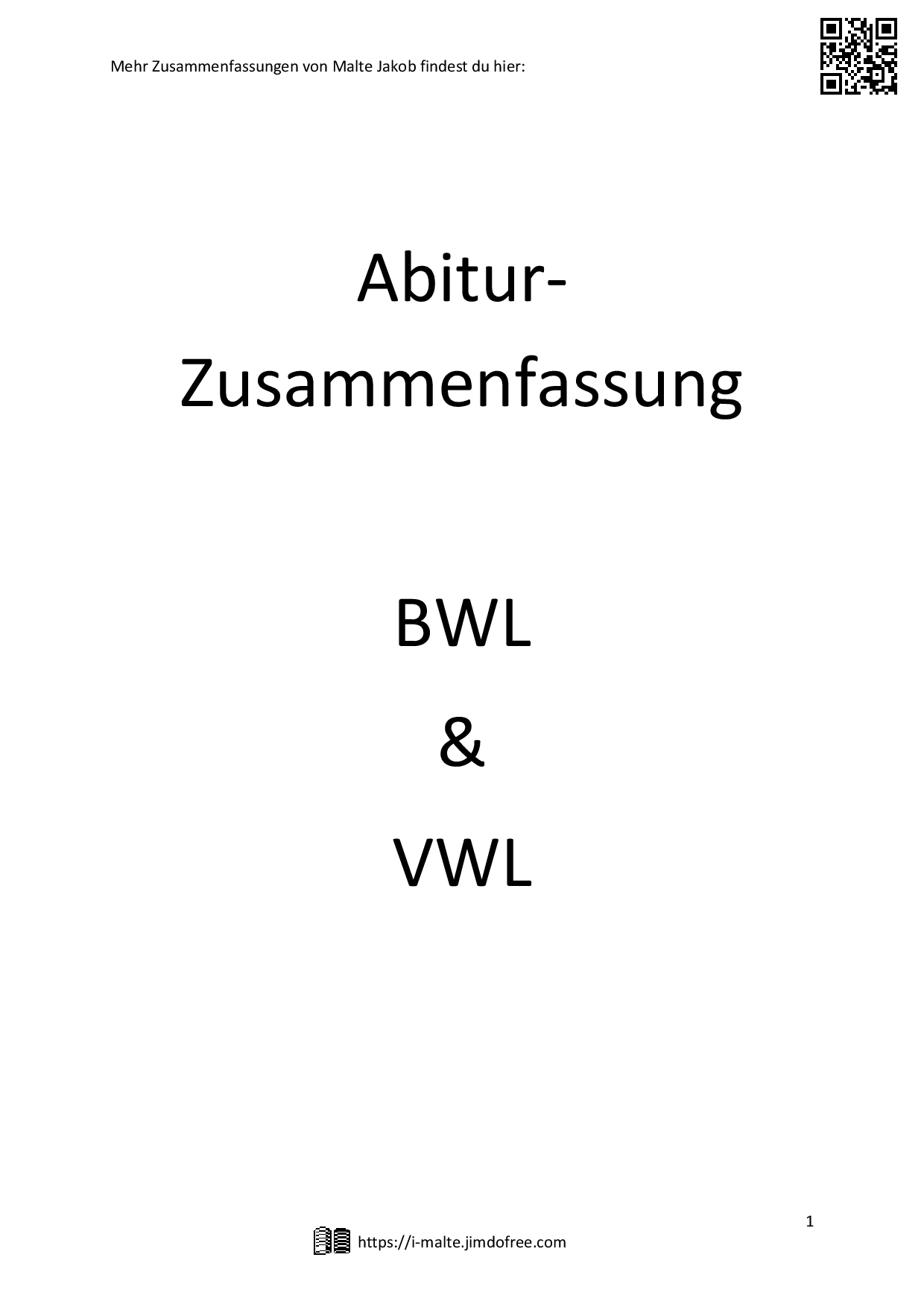 BWL & VWL Abitur Zusammenfassung Komplett